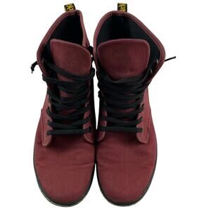 Dr Martens Canvas Shoreditch High Top Boots Burgundy Womens Size 9 US